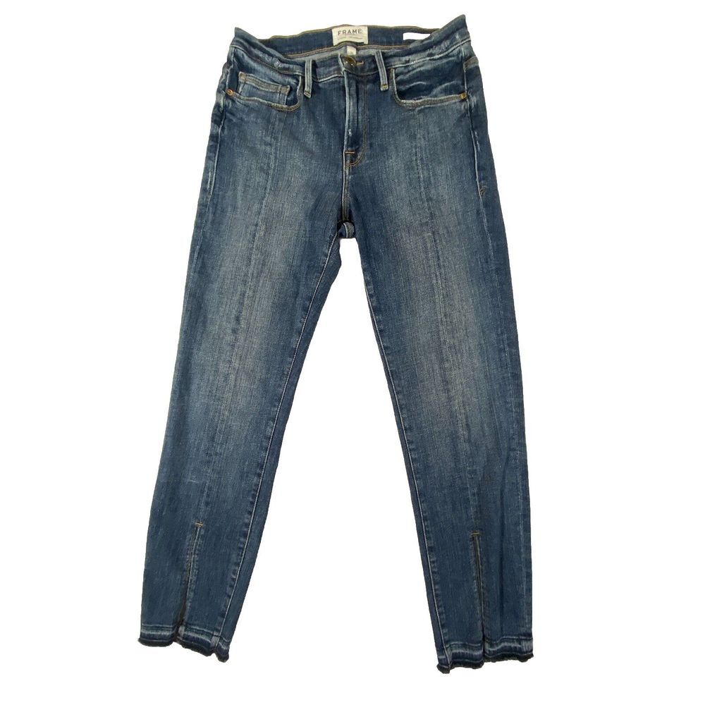 FRAME Jeans Womens 26 Fray Split Hem Straight  Mid Rise Le‎ Nouveau Stretch Boho